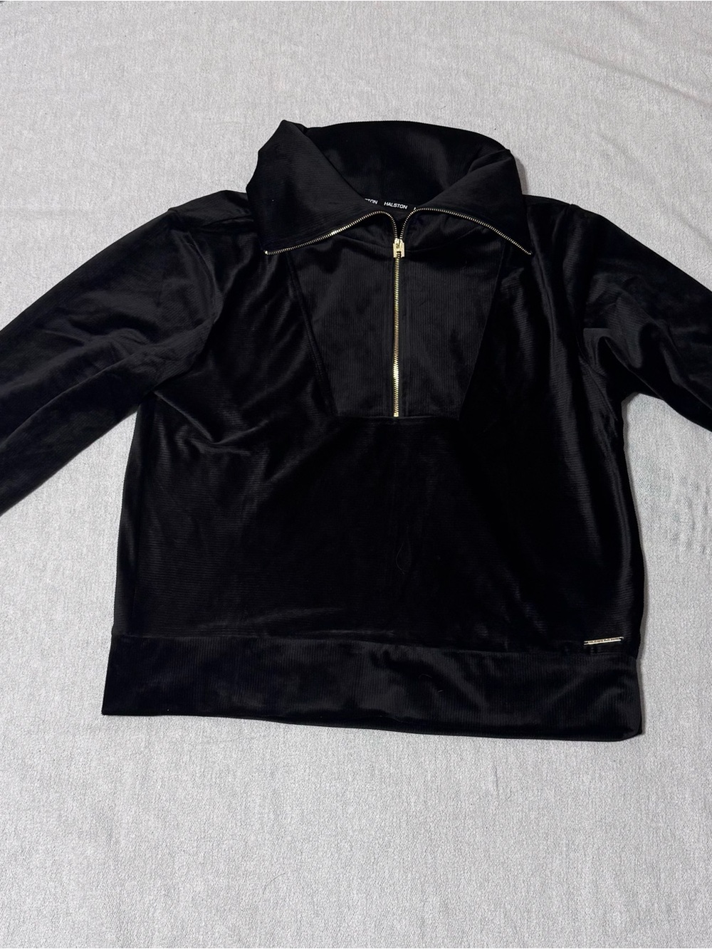 Halston Heritage Black Velvet Half-Zip Utility Jacket